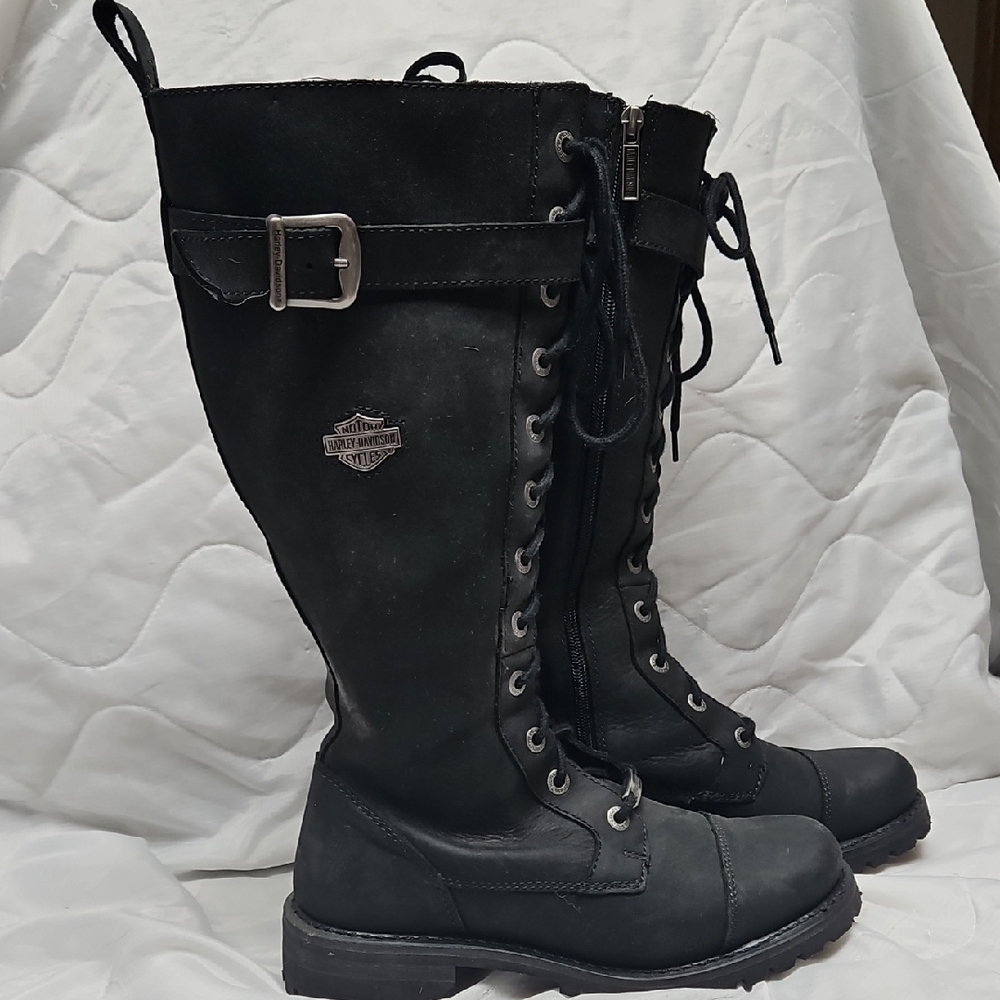 Harley-Davidson Black Moto Boots with Buckle